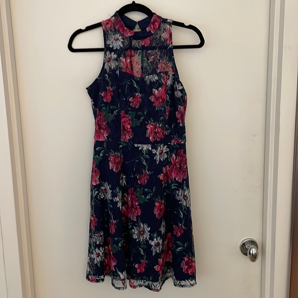 Navy floral lace dress